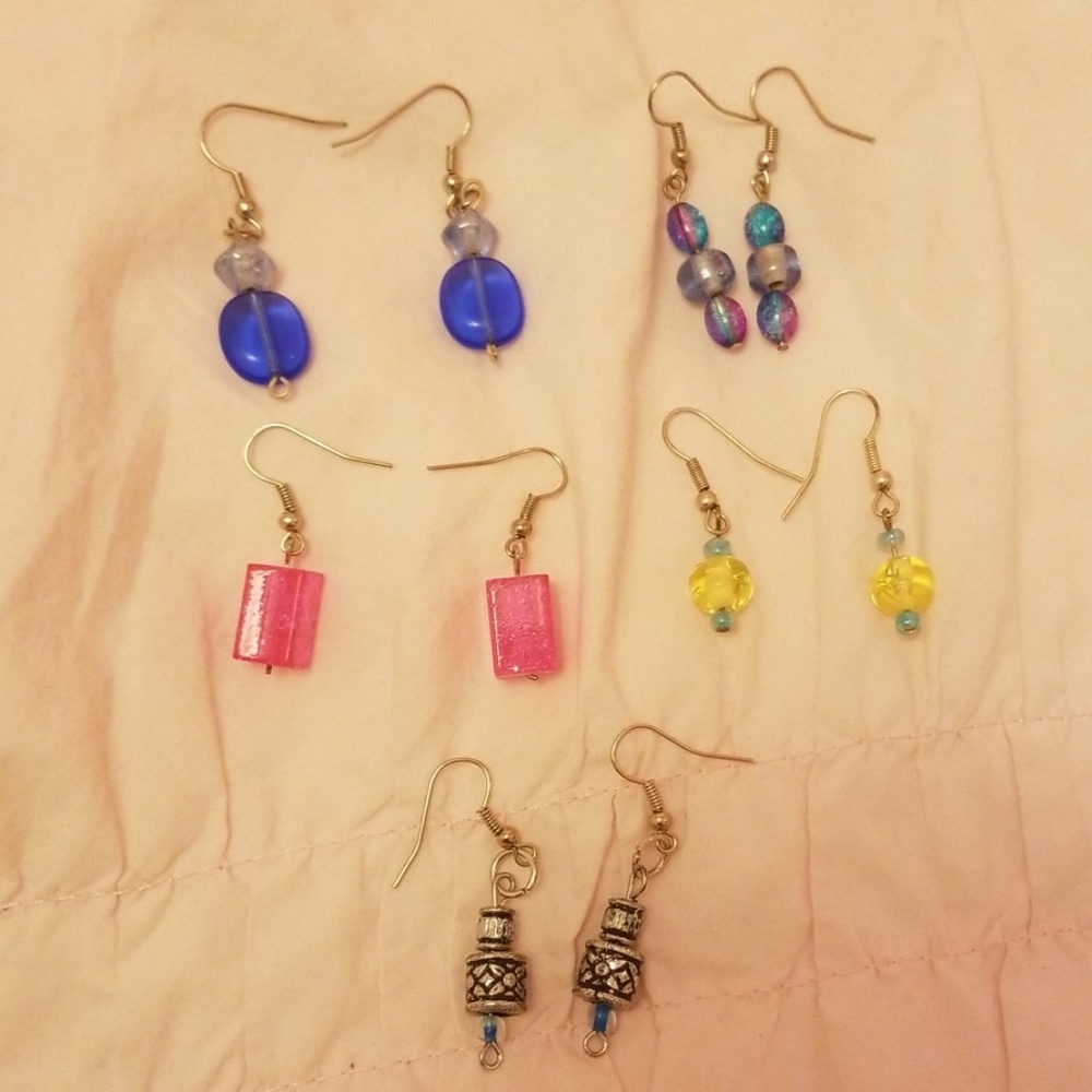 set of 5 handmade earrings